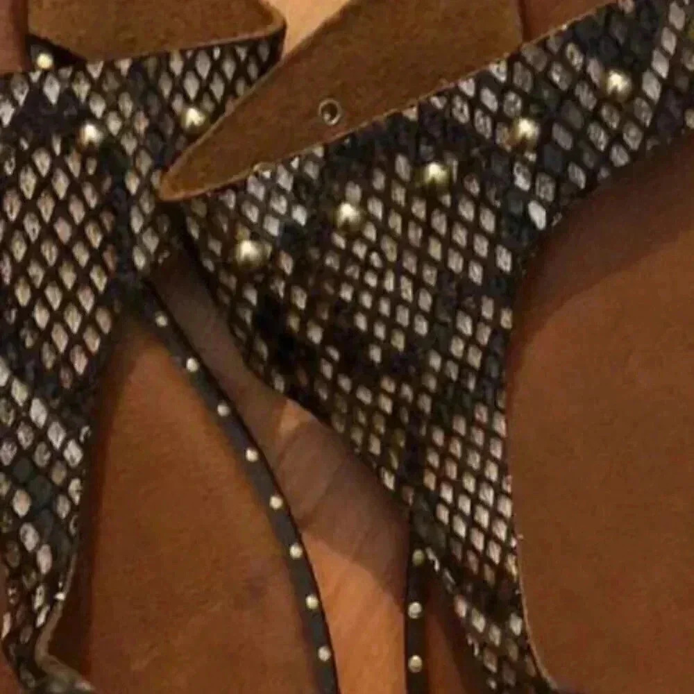 Sophia Milano Studded Snakeskin Thong - Picture 2 of 4